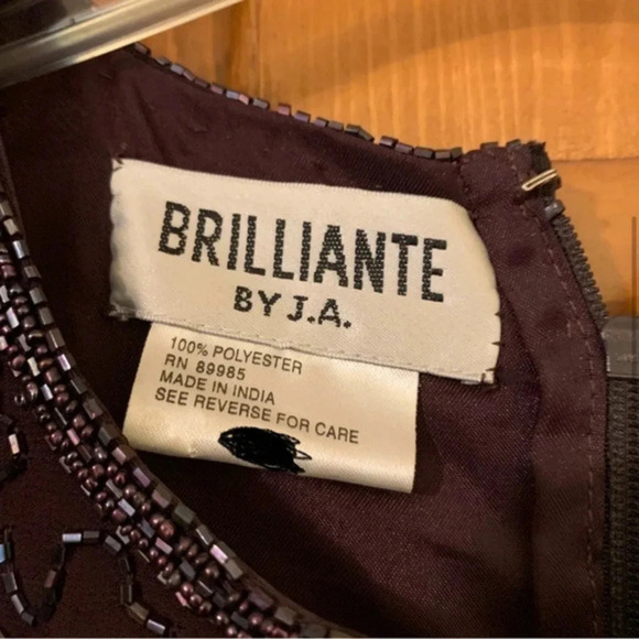 BRILLIANTE by J.A. 1X deep purple gown elegant beaded upper chiffon lower‎ - Picture 11 of 11